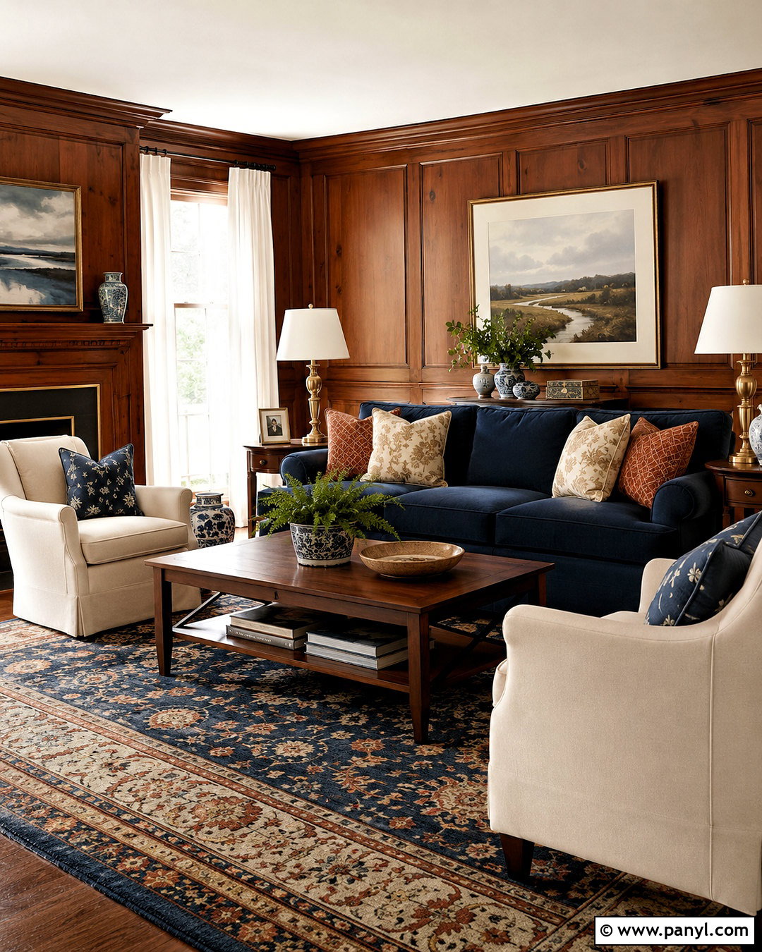 Navy Pine Walls Living Room - 20 pine walls living room ideas