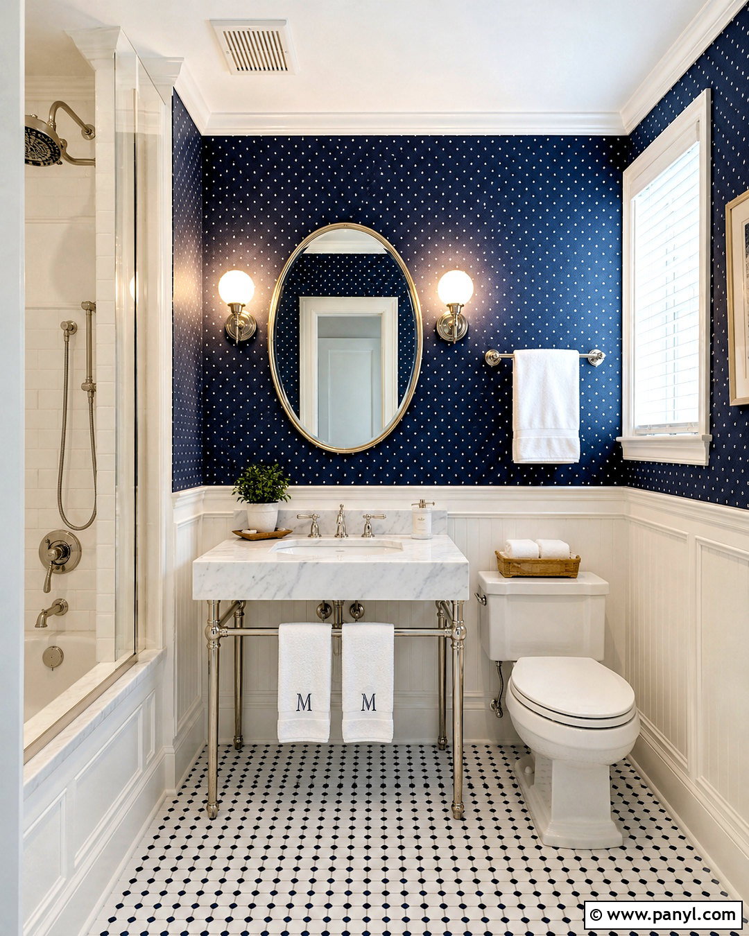 Navy Polka Dot Bathroom - 20 polka dot pattern design ideas
