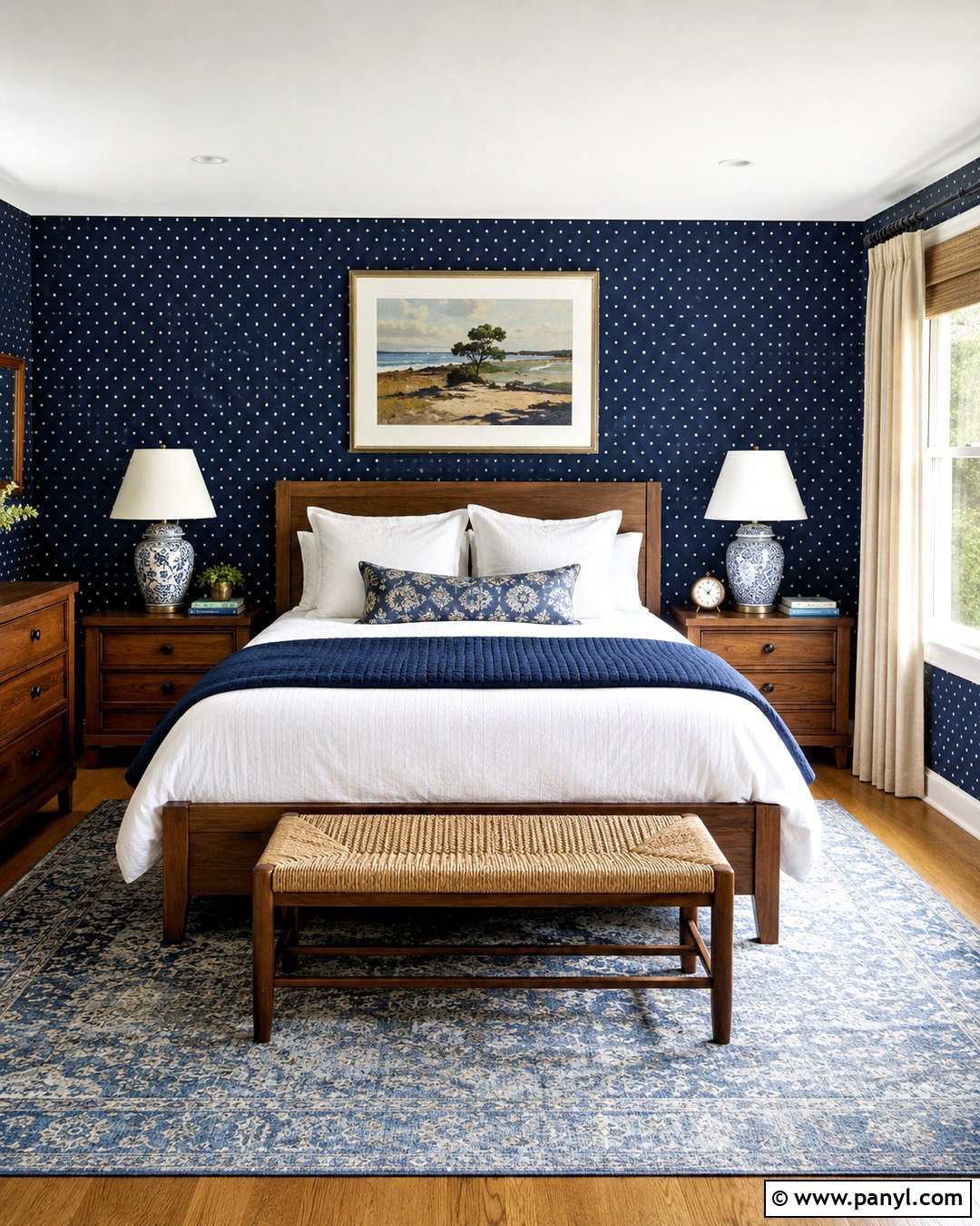 Navy Polka Dot Bedroom - 20 polka dot room ideas