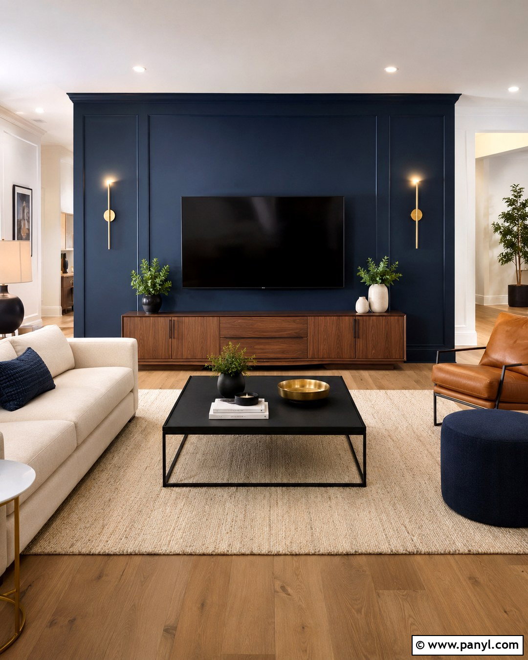 Navy Rectangle TV Wall - 20 Color Block Wall Behind Tv Ideas