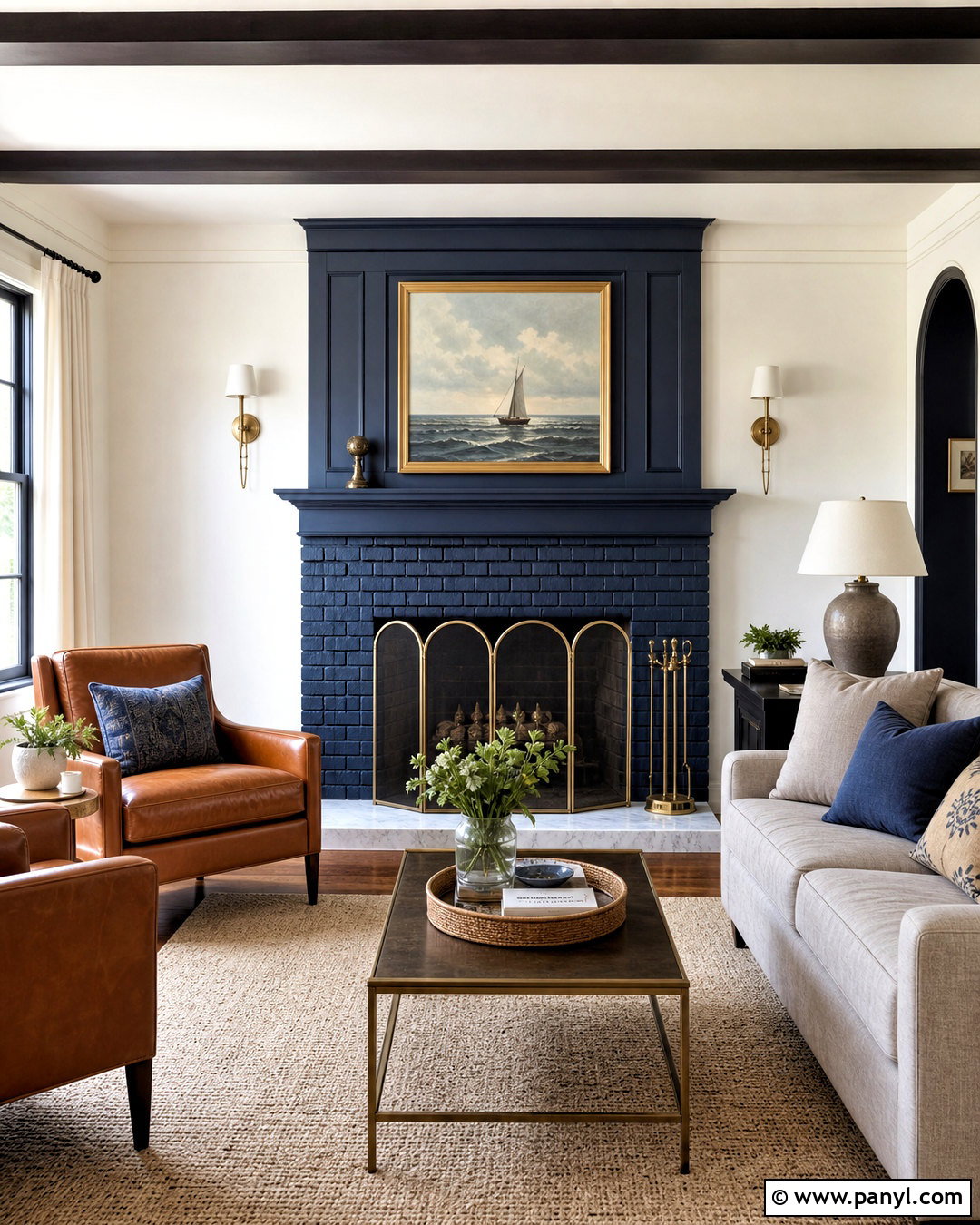 Navy Red Brick Fireplace Makeover - 20 red brick fireplace makeover ideas