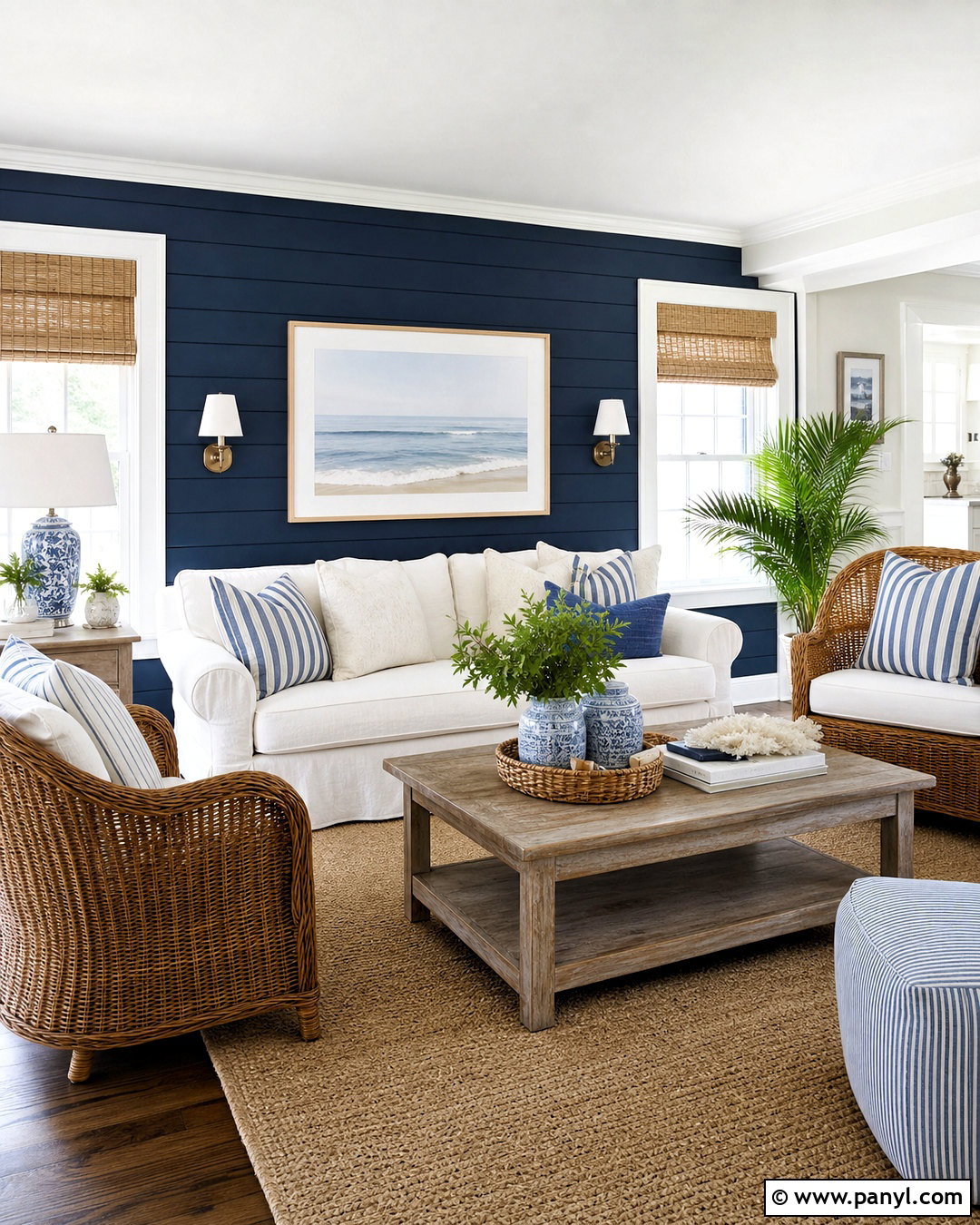 Navy Shiplap Accent Wall - 20 navy accent wall living room ideas