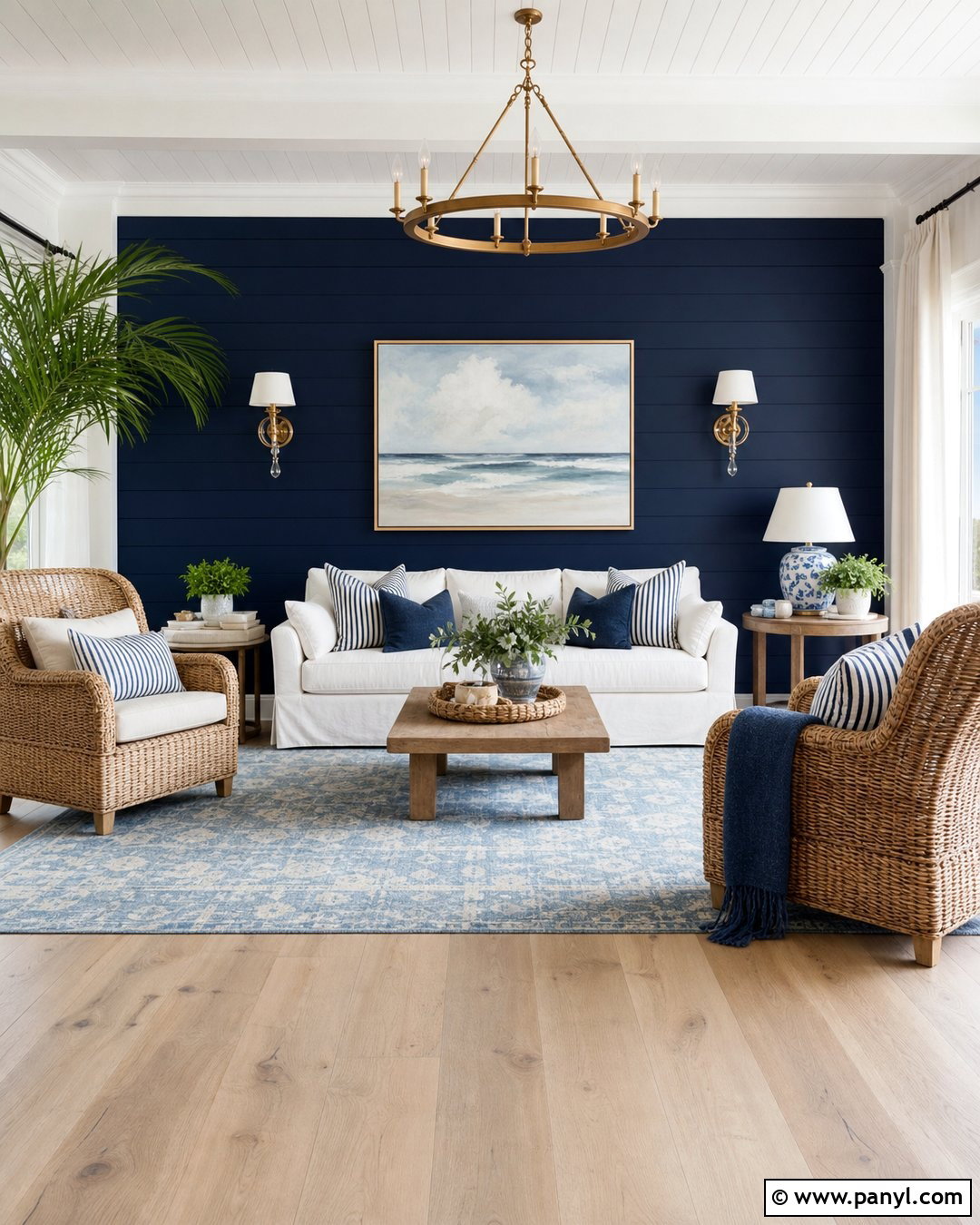 Navy Shiplap Accent Wall - 35 Navy Accent Wall Ideas