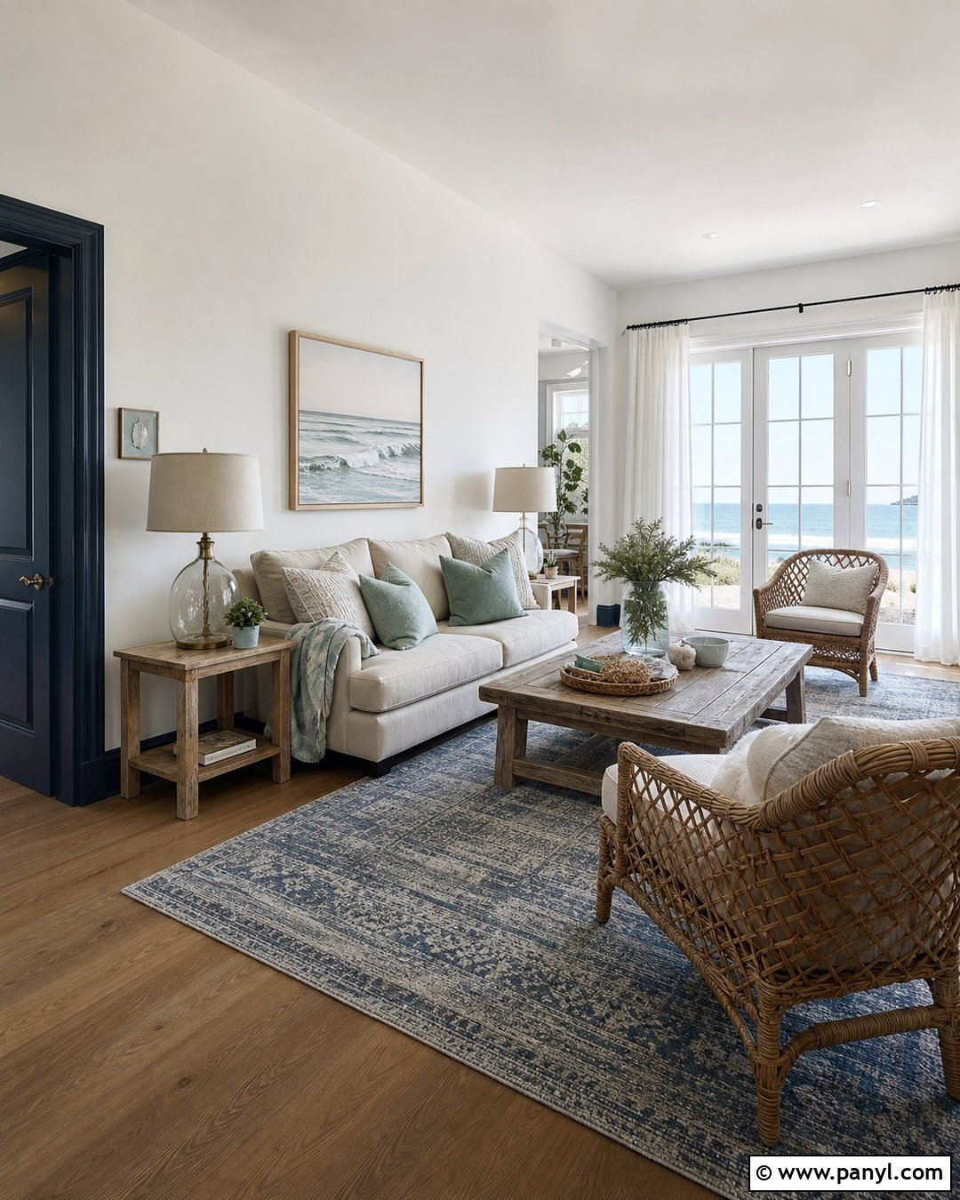 Navy Skirting Boards In A Coastal Living Room - 35 Dark Skirting Boards Light Walls