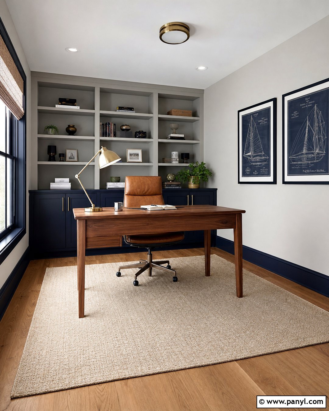 Navy Skirting Boards In A Light Home Office - 35 Dark Skirting Boards Light Walls
