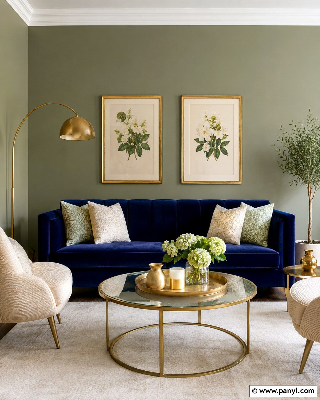 Navy Sofa Sage Green Walls Brass Accents - 20 Navy Sofa Sage Green Walls