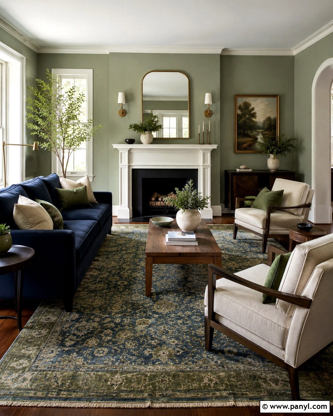 Navy Sofa Sage Green Walls Fireplace - 20 Navy Sofa Sage Green Walls