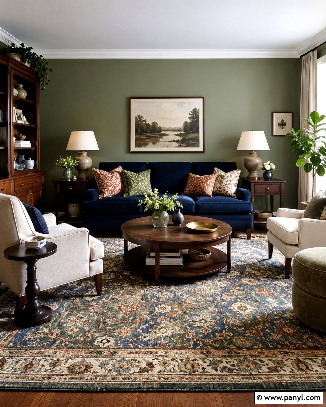 Navy Sofa Sage Green Walls Patterned Rug - 20 Navy Sofa Sage Green Walls