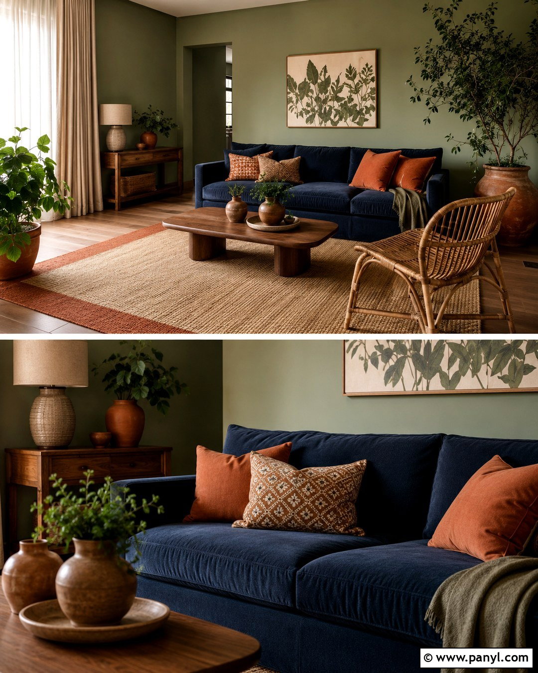 Navy Sofa Sage Green Walls Terracotta Decor - 20 Navy Sofa Sage Green Walls