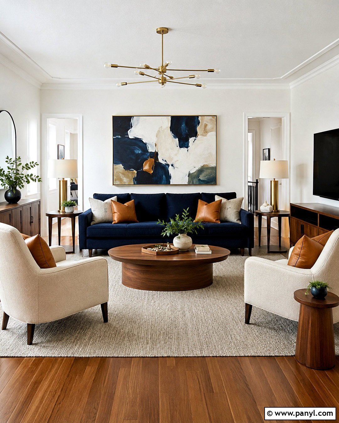 Navy Sofa With Walnut Living Room Furniture - 20 navy blue and brown living room ideas