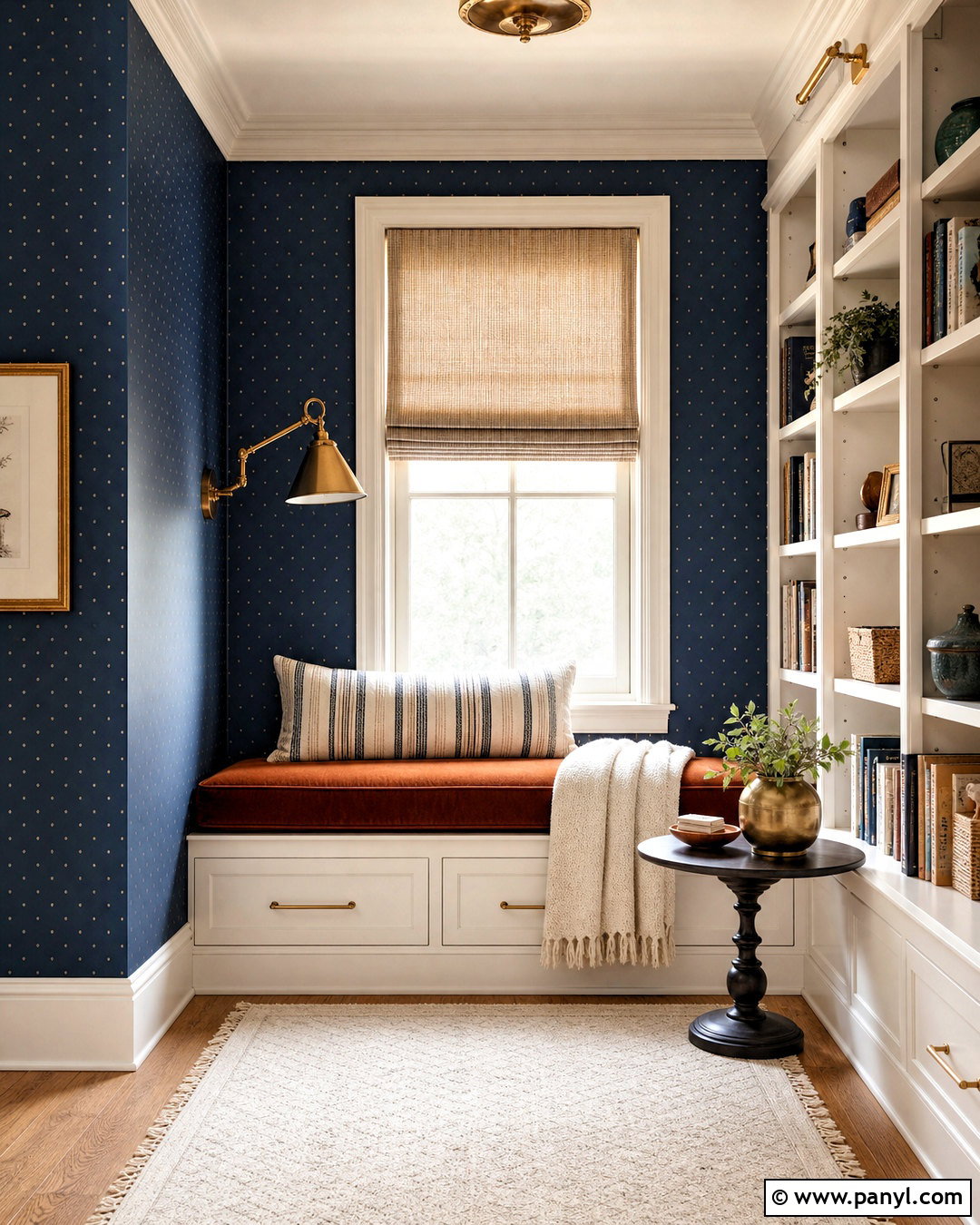 Navy Spot Wallpaper Reading Nook - 20 spot wallpaper ideas