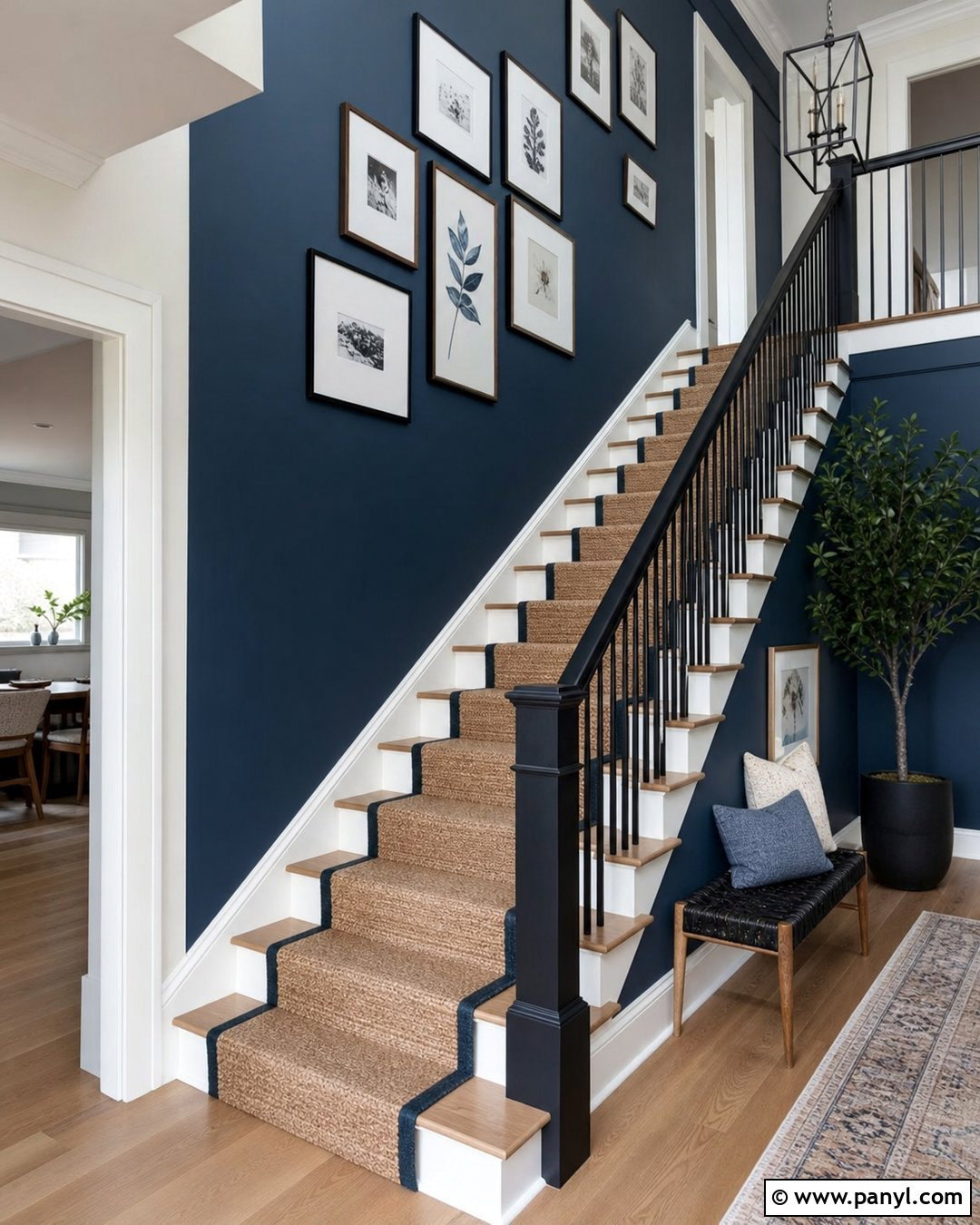 Navy Staircase Accent Wall - 35 Navy Accent Wall Ideas