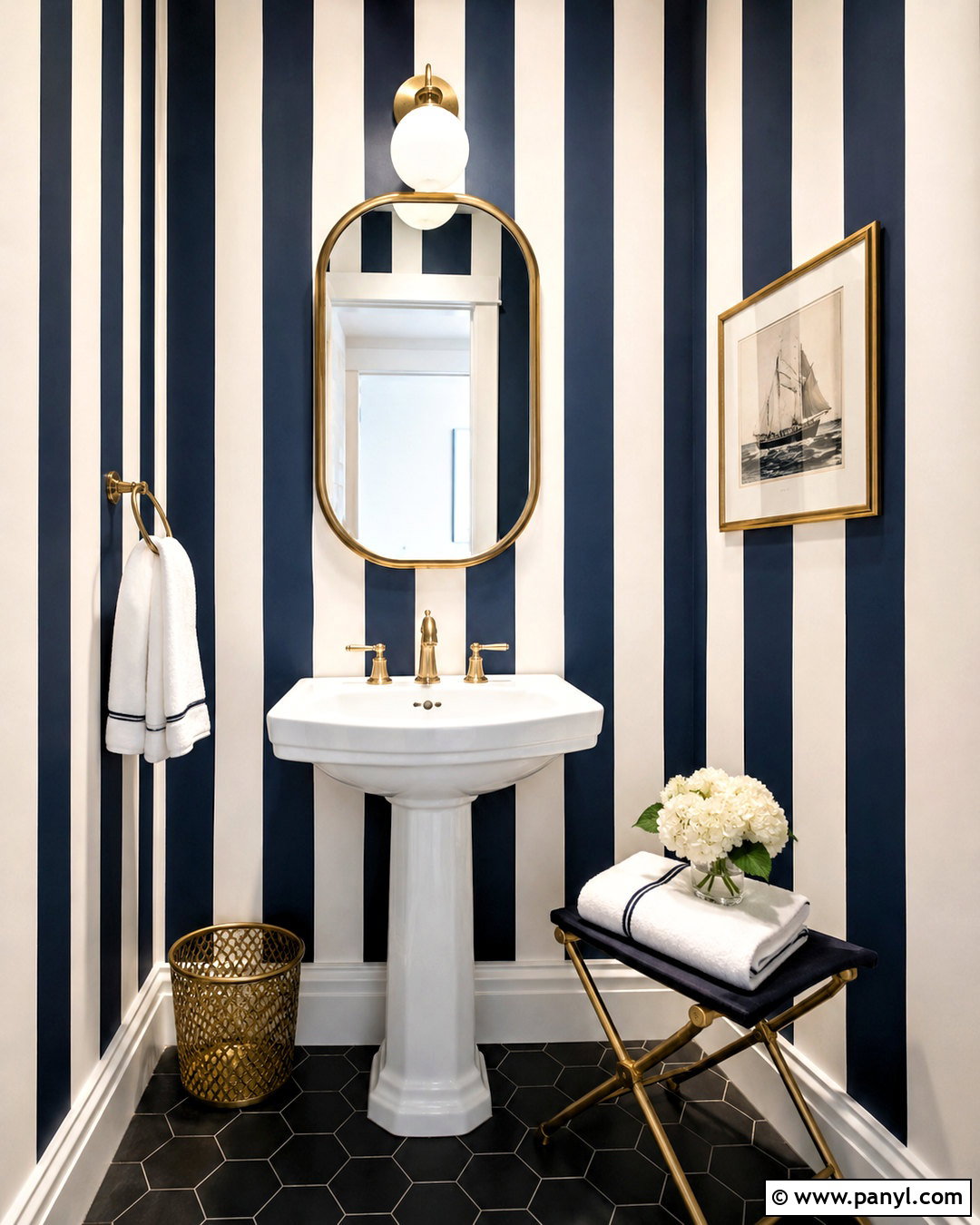 Navy Striped Wall - 20 colourful walls