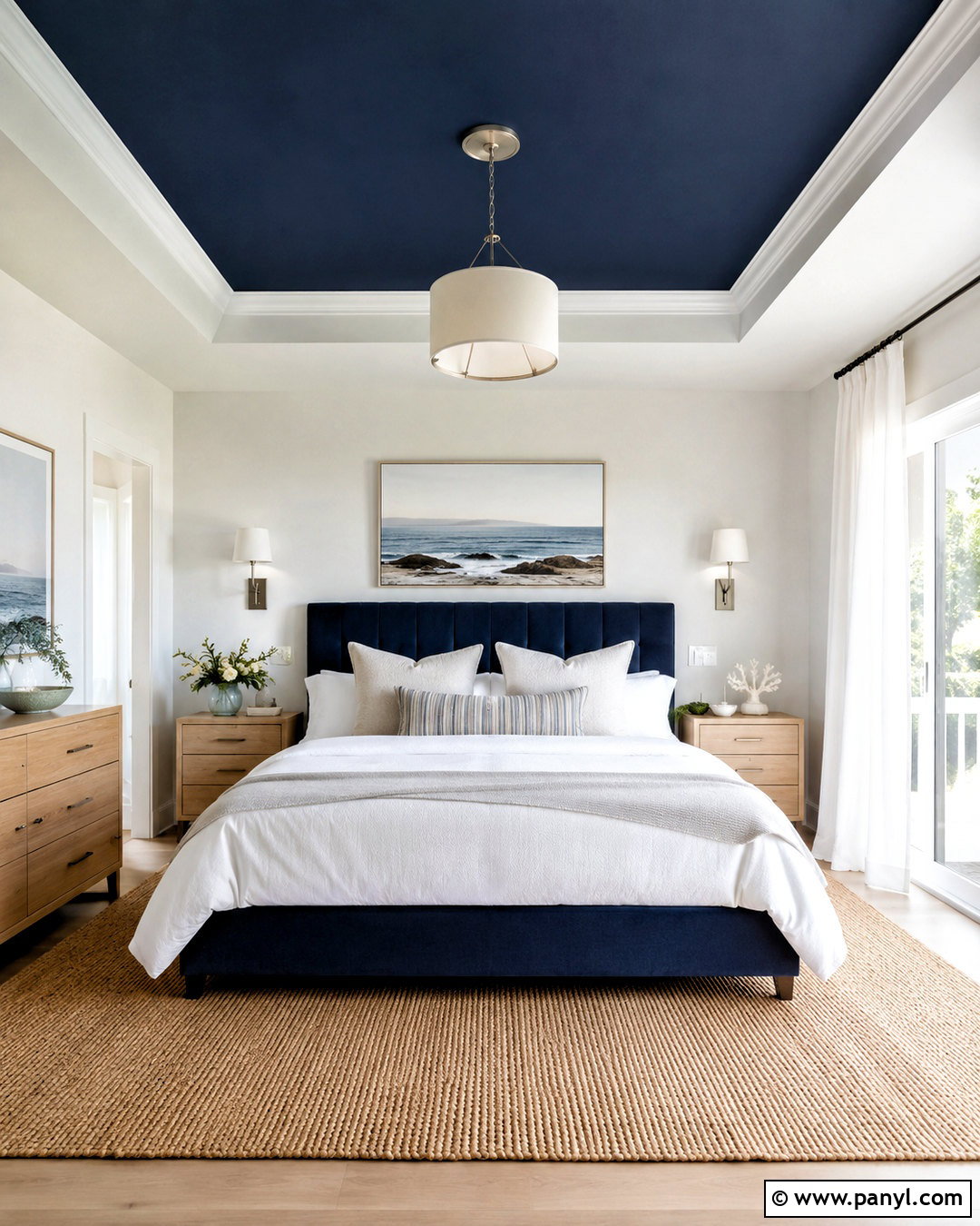 Navy Tray Ceiling Bedroom - 20 dark painted ceiling ideas