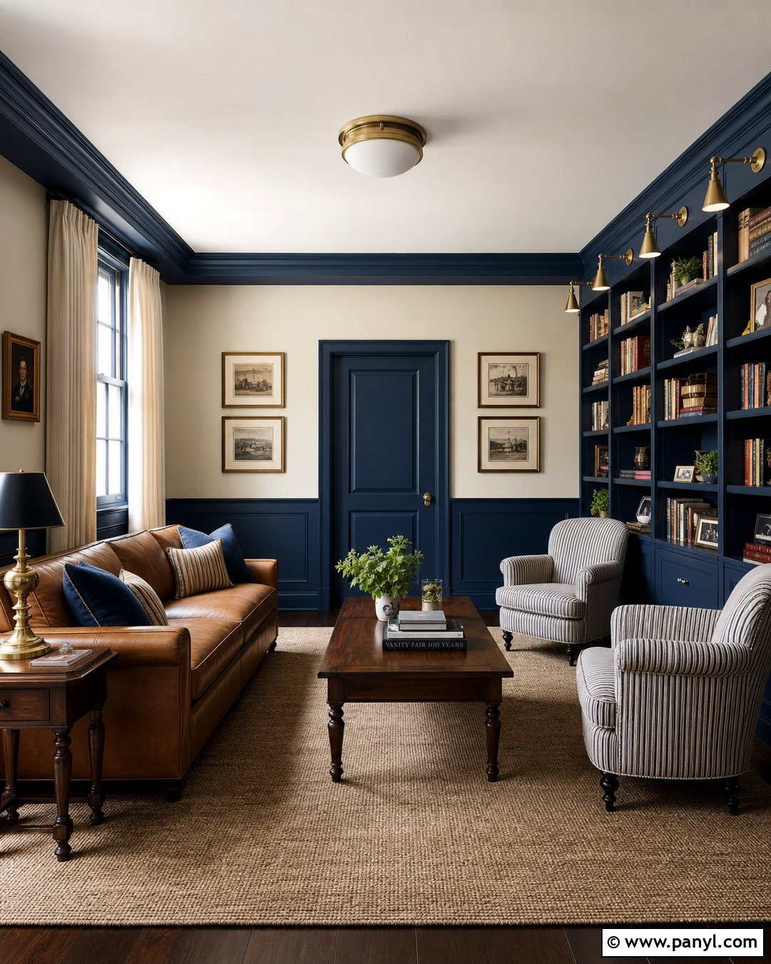 Navy Trim With Cream Walls - 45 darker trim lighter walls
