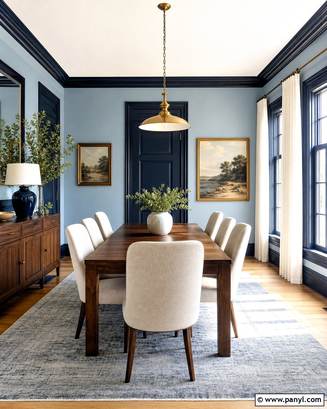 Navy Trim With Pale Blue Walls - 20 contrasting trim interior ideas