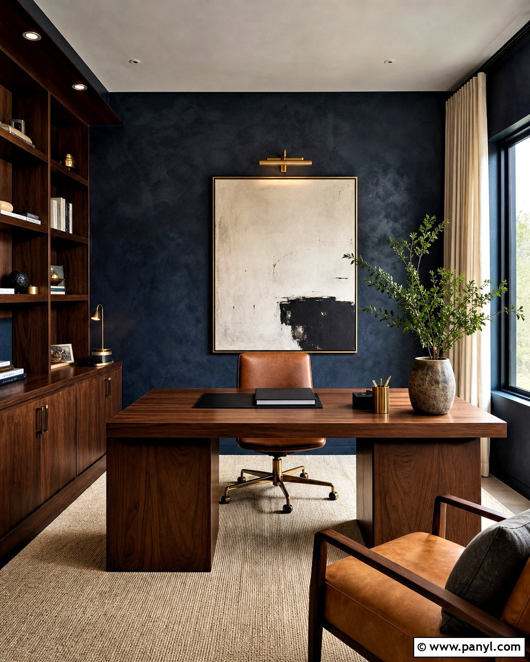 Navy Venetian Plaster Home Office - 20 venetian plaster walls