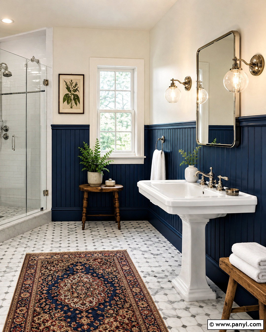 Navy Wainscoting Bathroom - 20 navy bathroom ideas