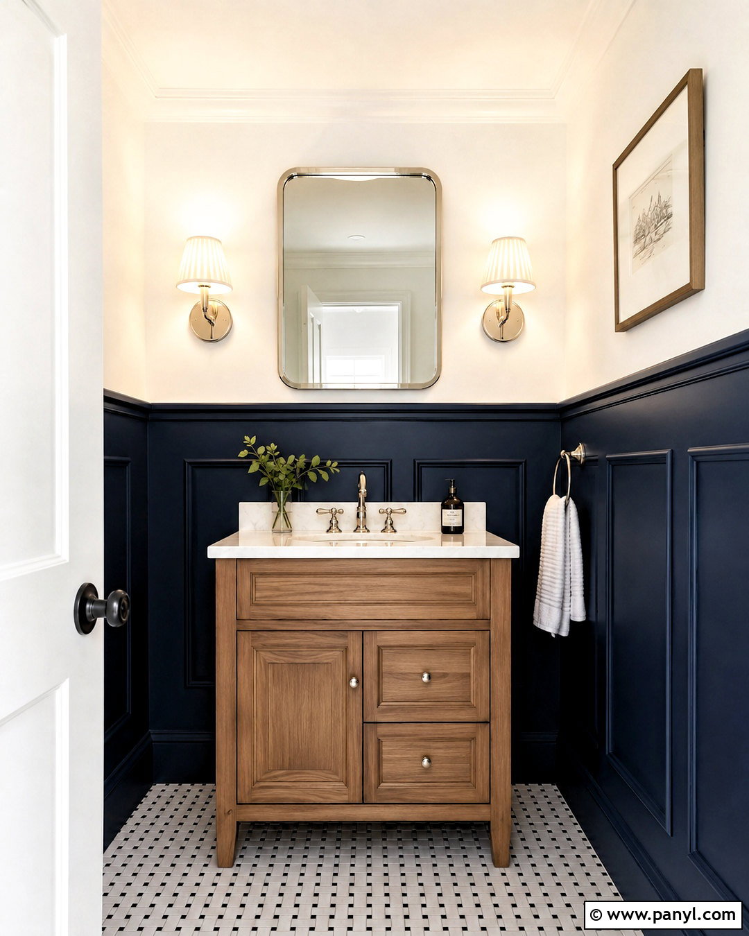 Navy Wainscoting Powder Room Accent Wall - 20 powder room accent wall ideas