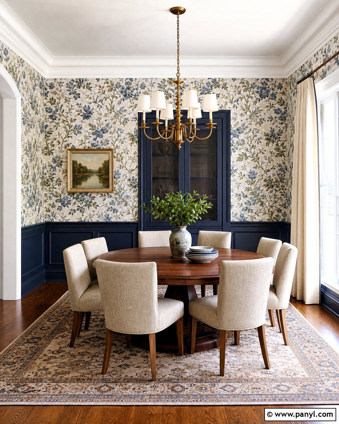 Navy Wainscoting With Wallpaper - 20 wall wainscoting ideas