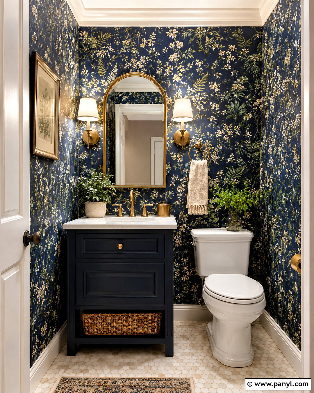 Navy Wallpaper Powder Room - 20 navy bathroom ideas