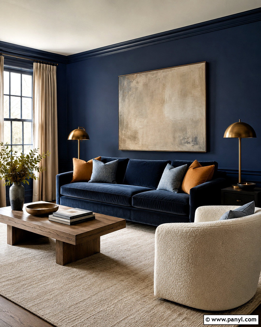 Navy Walls With Navy Blue Sofa - 20 Wall Color For Navy Blue Sofa Ideas