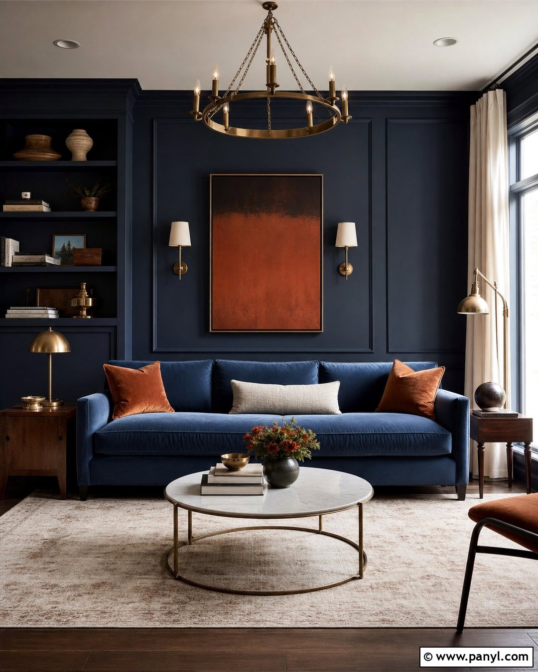 Navy Walls With a Blue Couch - 20 Blue Couch Wall Color Ideas