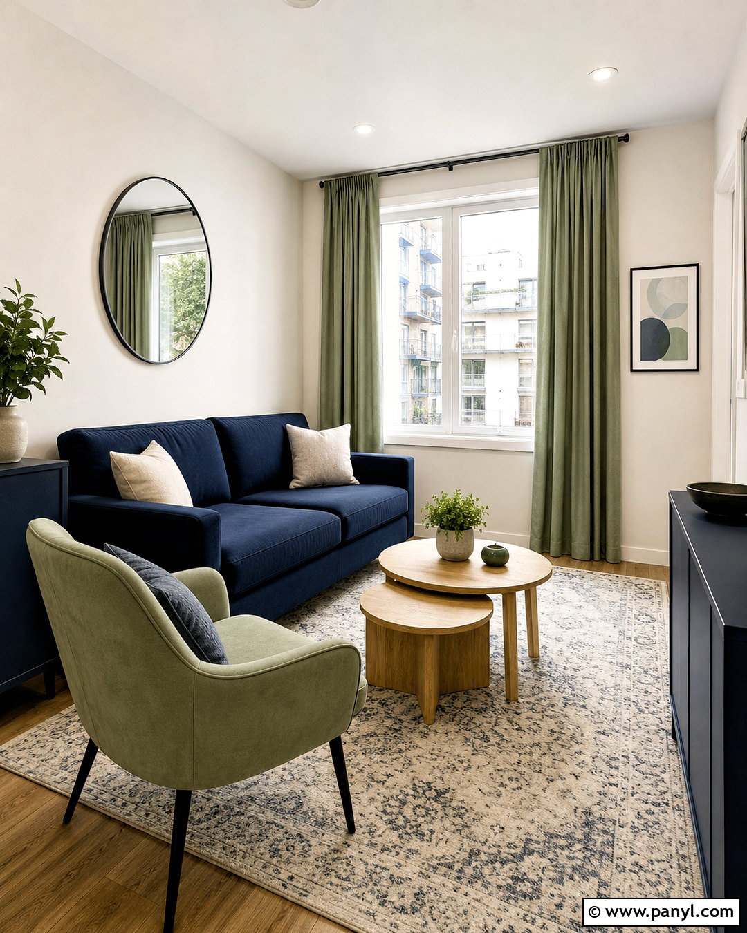 Navy and Green Small Living Room - 20 navy blue and green living room ideas