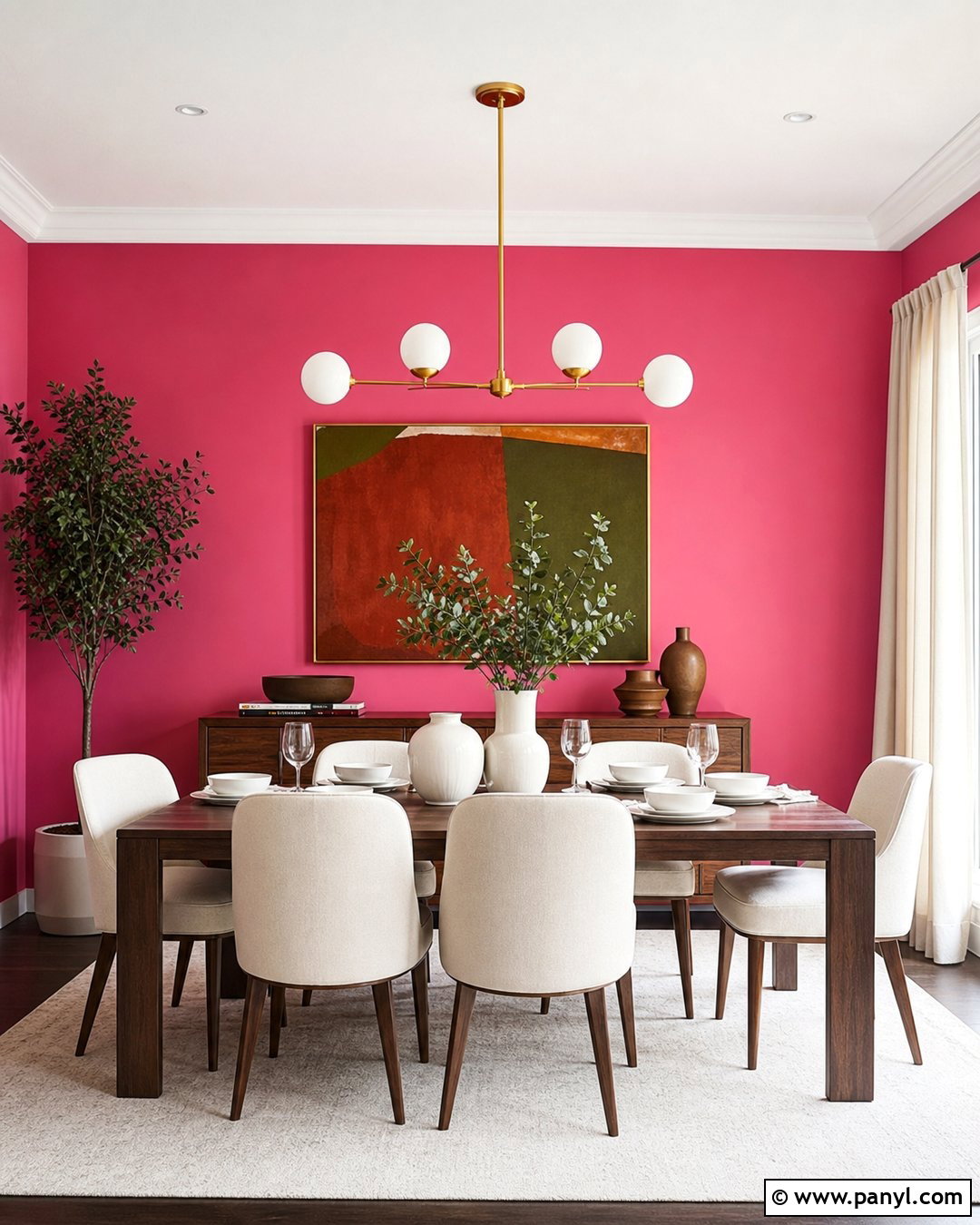 Neon Pink Accent Wall Dining Room - 20 Neon Pink Accent Wall Ideas