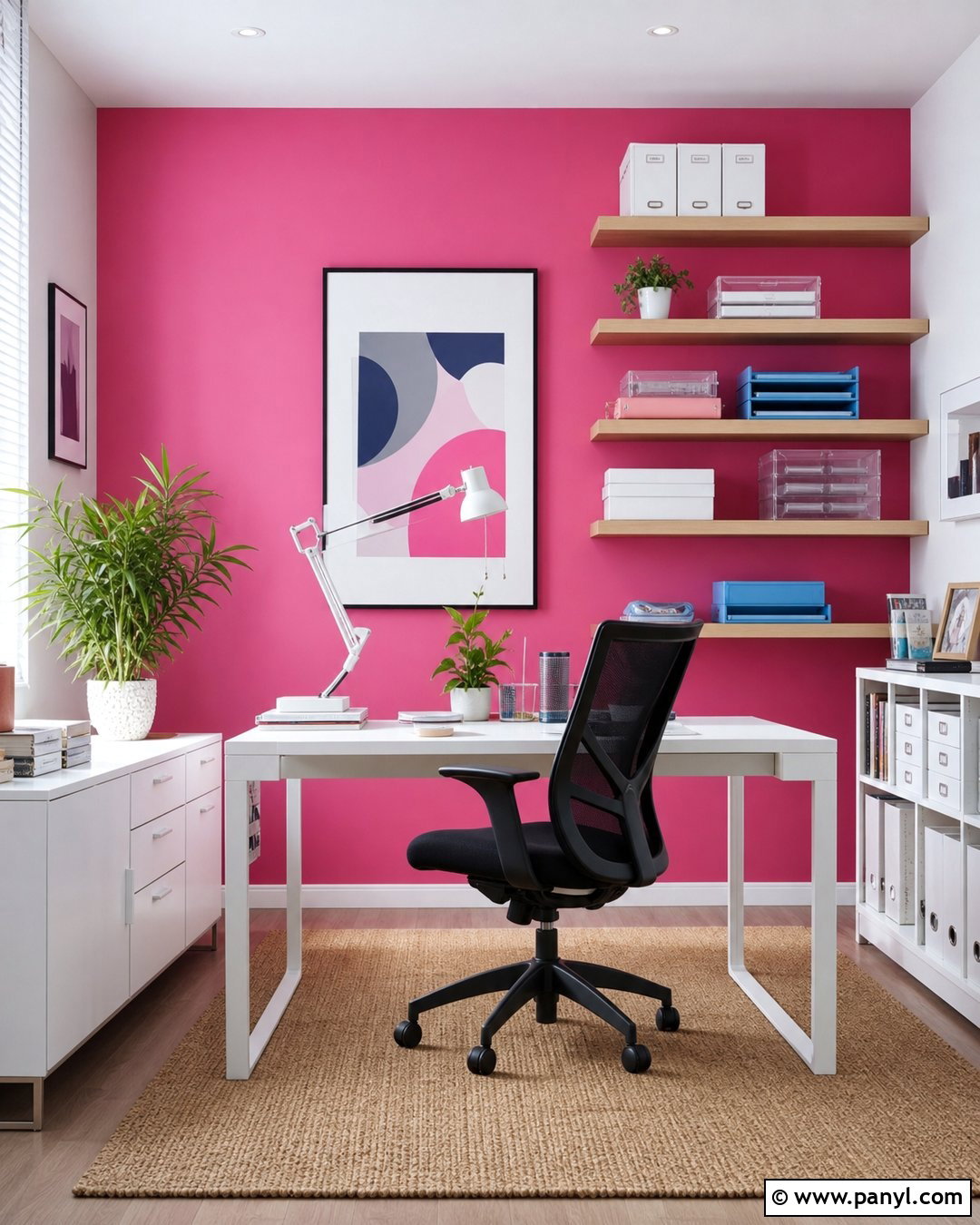 Neon Pink Accent Wall Home Office - 20 Neon Pink Accent Wall Ideas