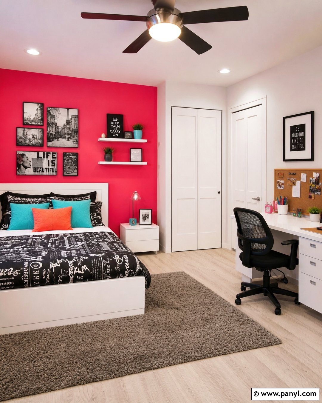 Neon Pink Accent Wall Teen Bedroom - 20 Neon Pink Accent Wall Ideas