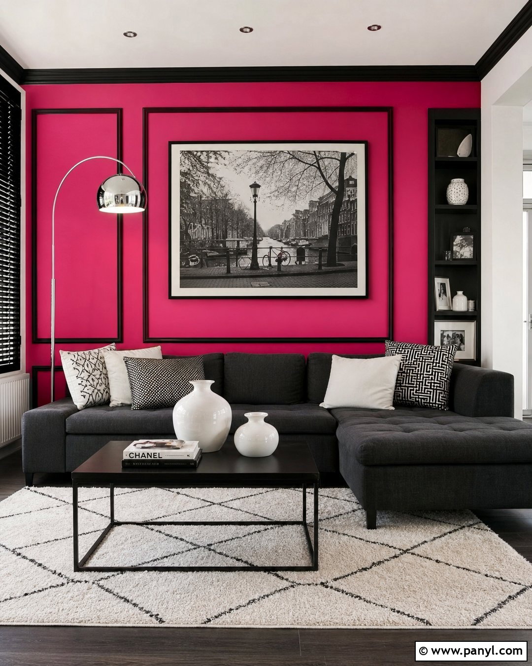 Neon Pink Accent Wall With Black Trim - 20 Neon Pink Accent Wall Ideas