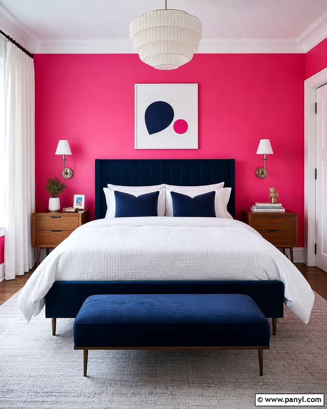 Neon Pink Accent Wall With Navy Blue - 20 Neon Pink Accent Wall Ideas