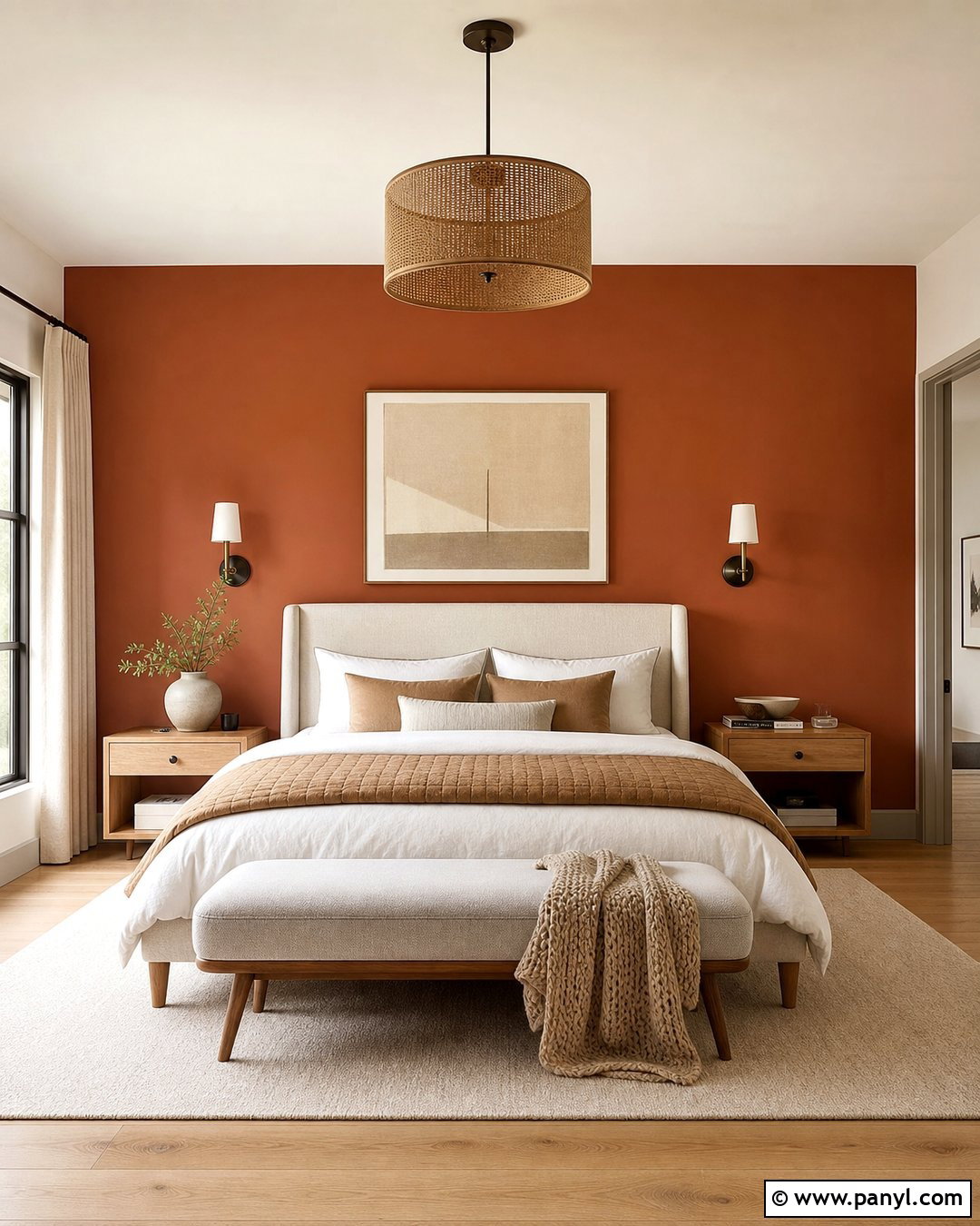 Neutral Bedroom Burnt Orange Accent Wall - 35 Burnt Orange Accent Wall Ideas