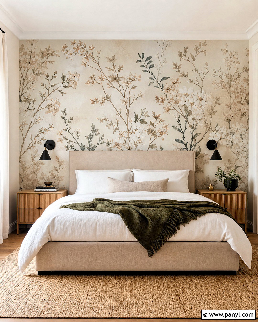 Neutral Botanical Floral Wall Mural Bedroom - 20 floral wall mural ideas