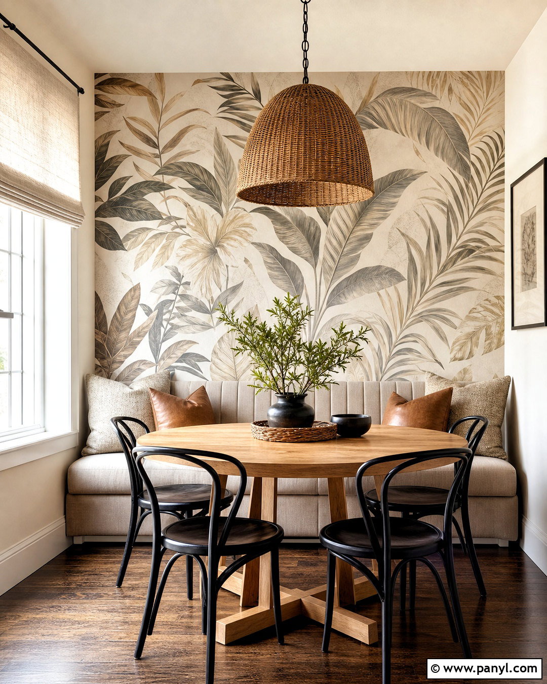Neutral Botanical Wallpaper Accent Wall - 20 neutral accent wall ideas