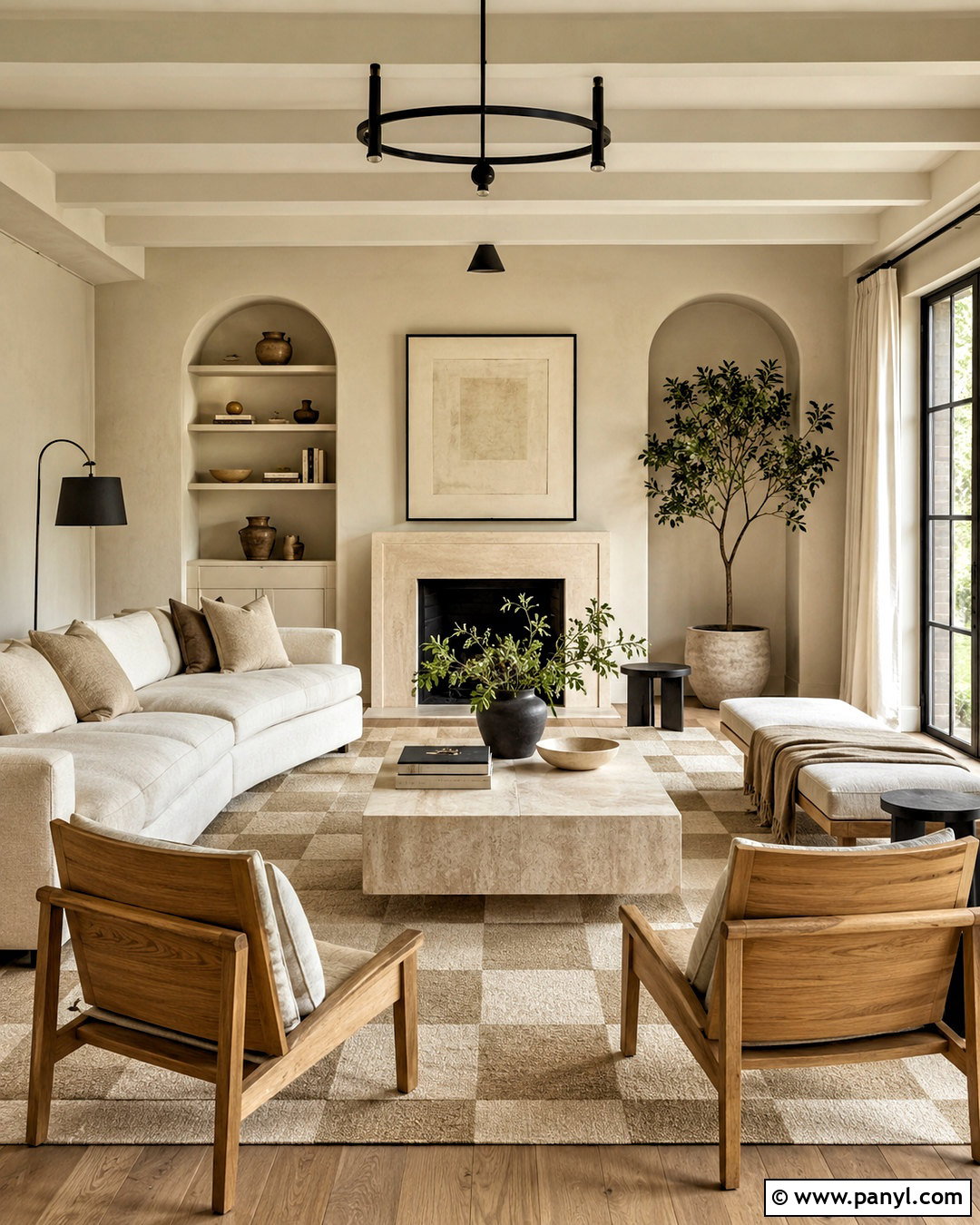 Neutral Checkered Living Room - 20 checkered room aesthetic ideas