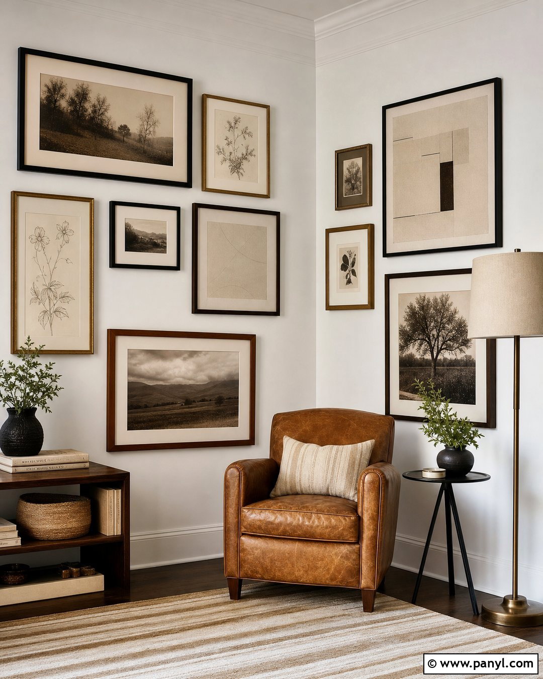 Neutral Corner Gallery Wall - 20 Neutral Color Wall Corner Ideas