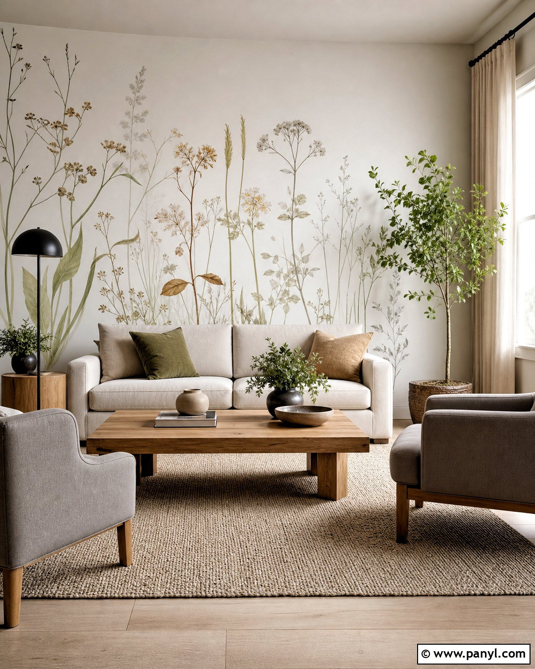Neutral Floral Wall Decals For Living Room - 20 floral wall decals