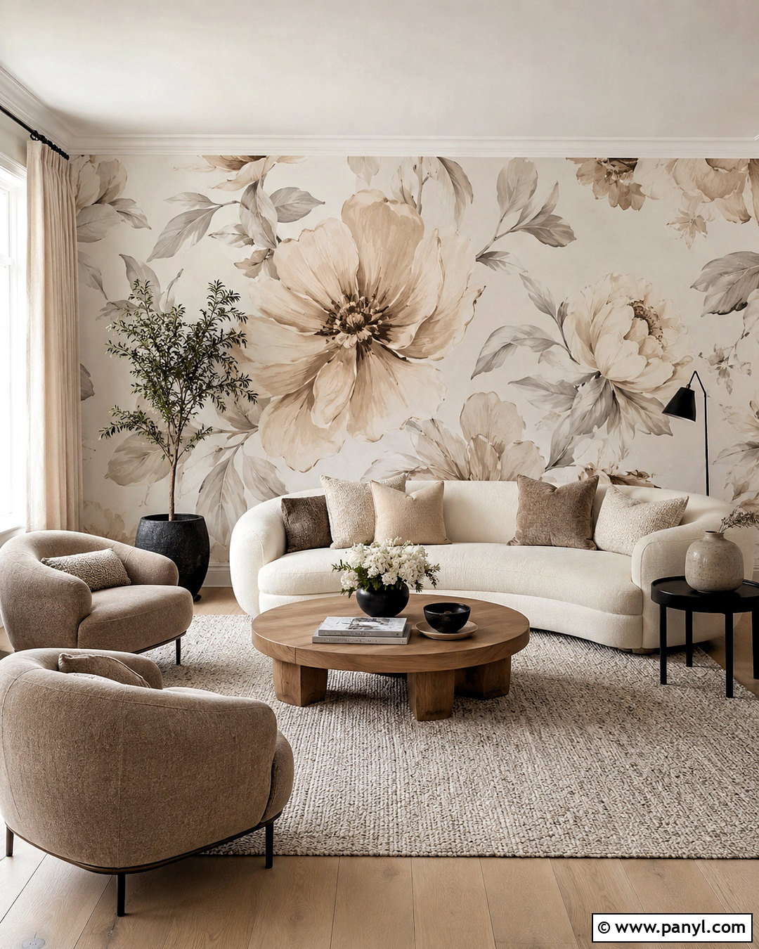 Neutral Floral Wallpaper Living Room - 20 large floral wallpaper ideas