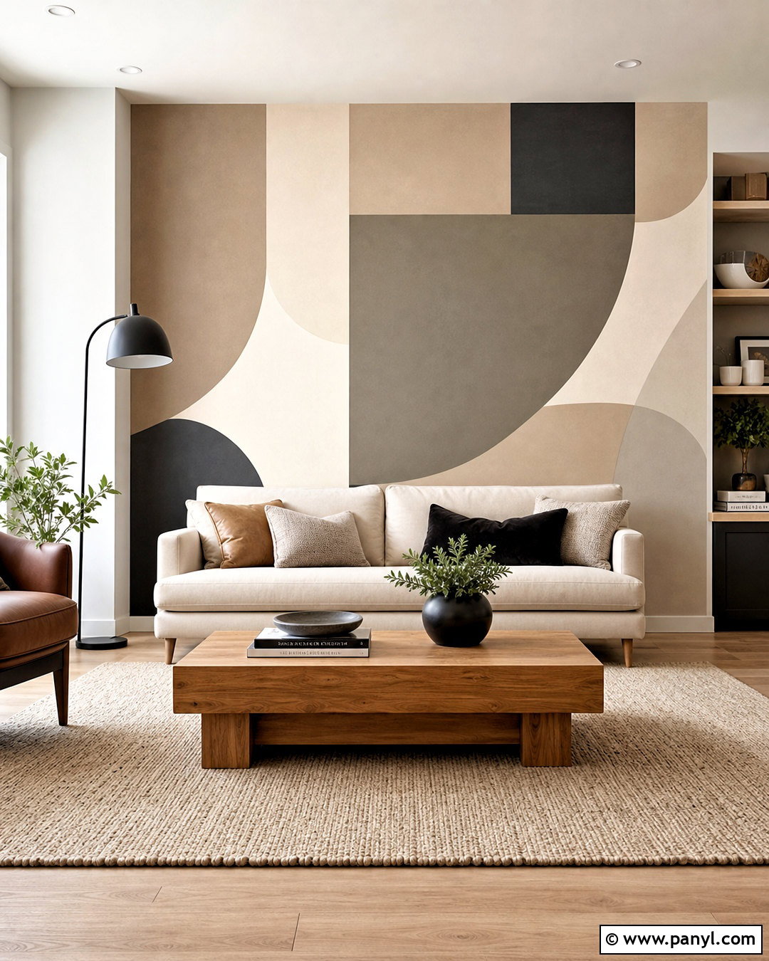 Neutral Geometric Abstract Accent Wall - 20 abstract accent wall ideas