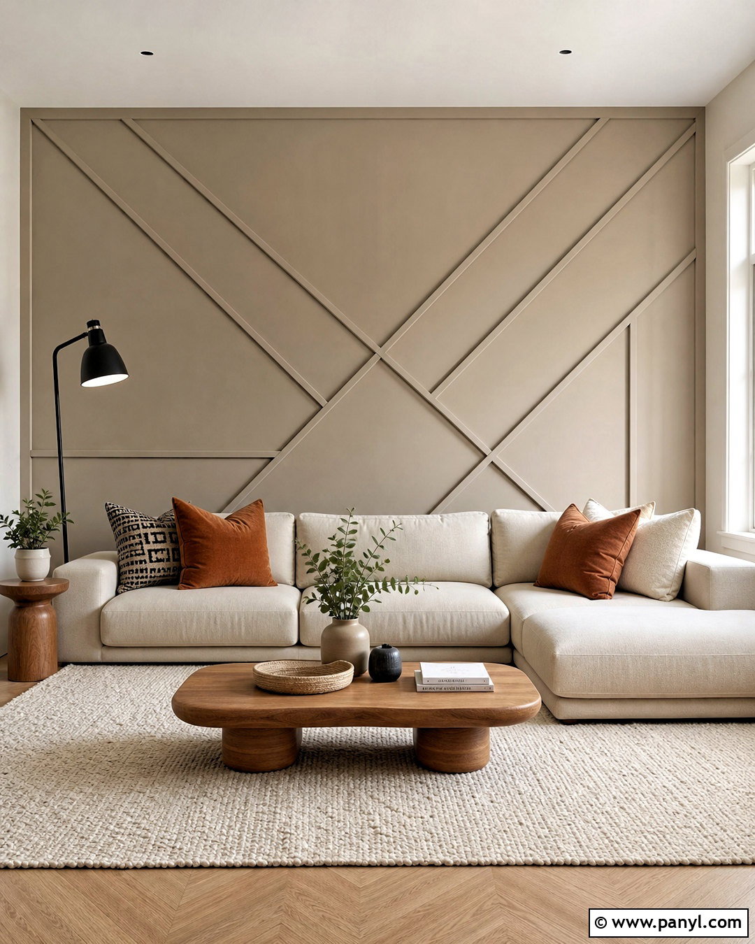 Neutral Geometric Wood Wall - 20 geometric feature wall ideas