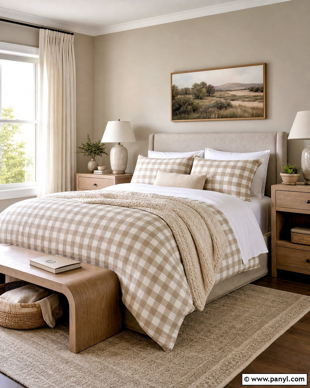 Neutral Gingham Bedroom - 20 gingham decor ideas