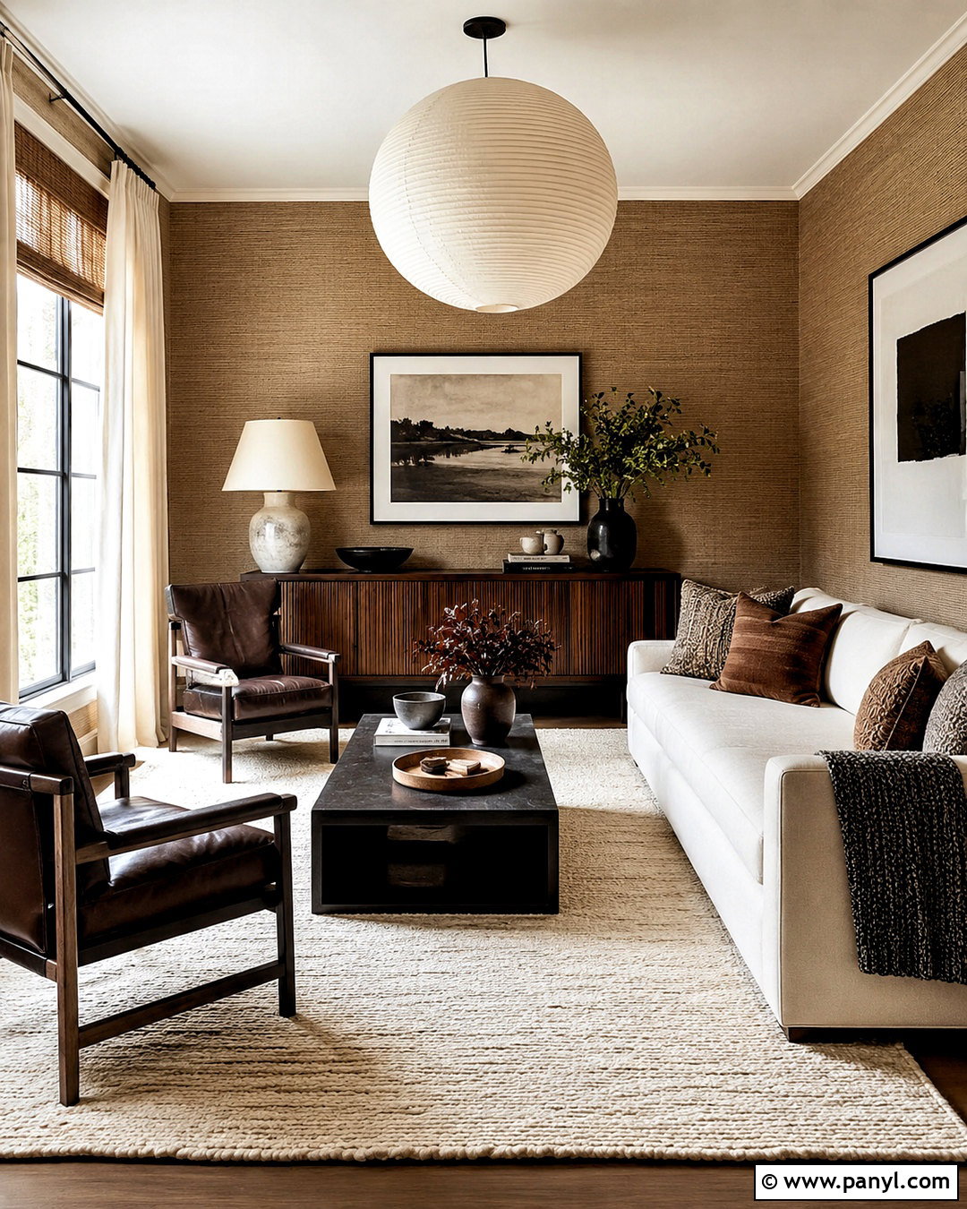 Neutral Grasscloth Living Room Wall - 20 living room wall designs