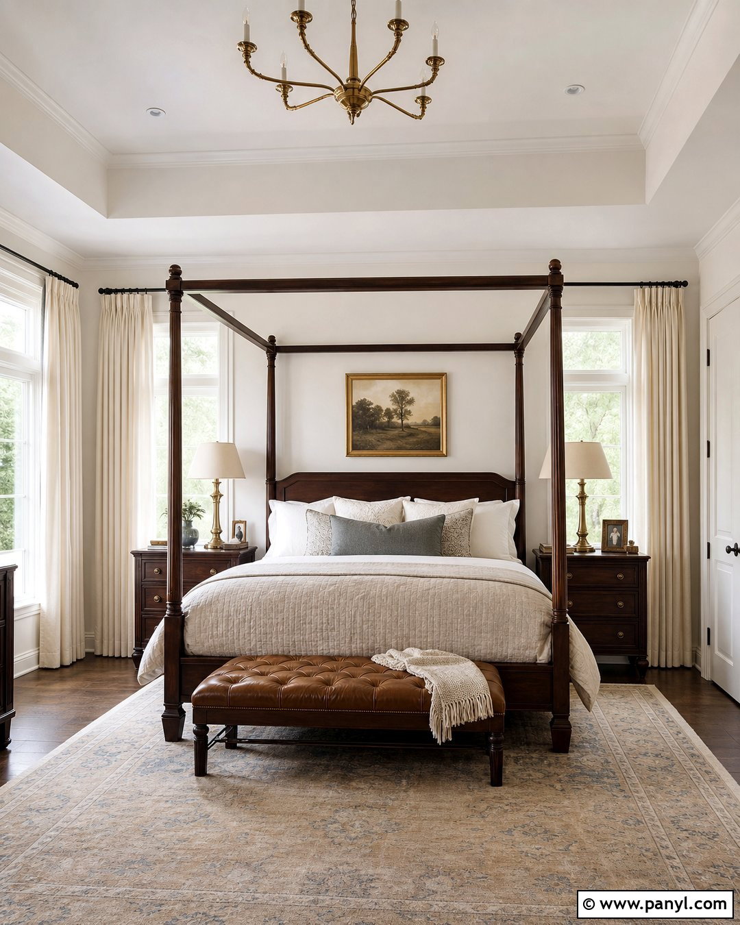 Neutral Ground Primary Bedroom With Dark Wood - 30 Neutral Ground Sherwin Williams Walls