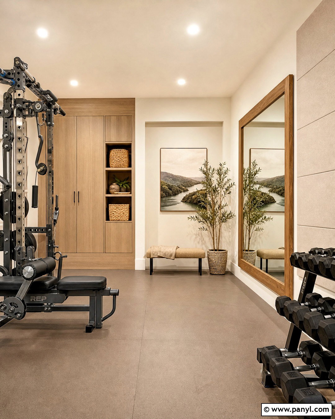 Neutral Home Gym - 20 gym decorating ideas