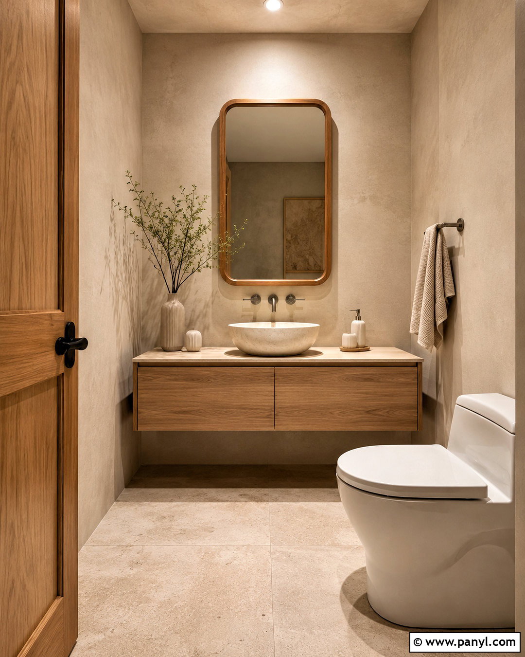 Neutral Japandi Powder Room - 20 powder room bathroom ideas