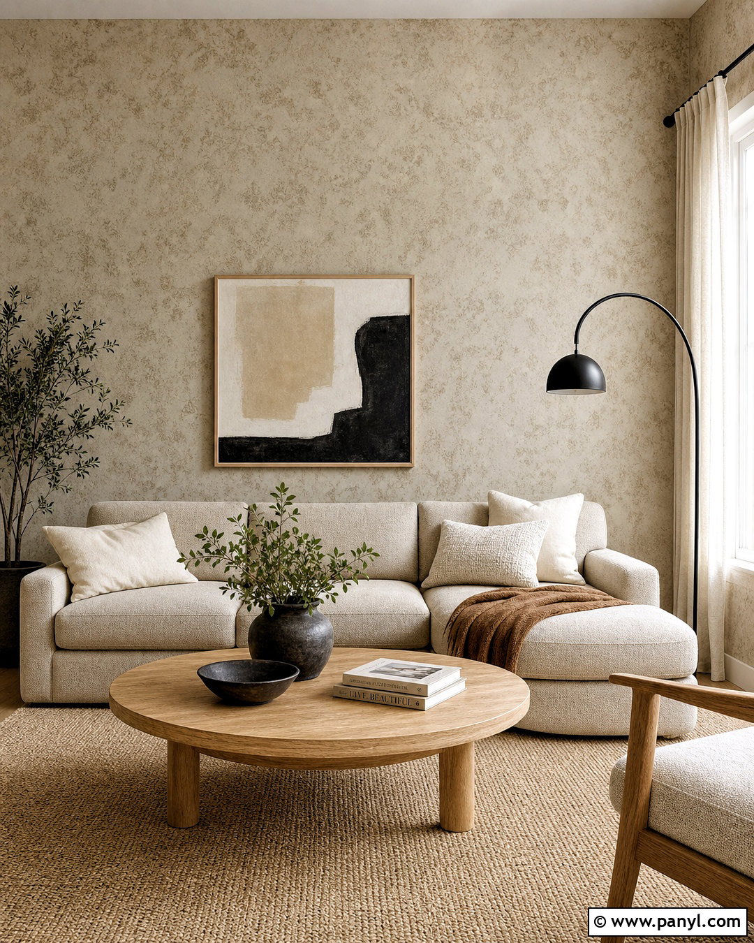 Neutral Living Room Sponge Wall - 20 sponge wall diy ideas