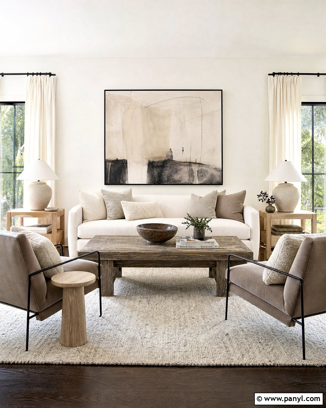 Neutral Living Room With Dark Brown Floors - 20 white walls dark floors living room ideas