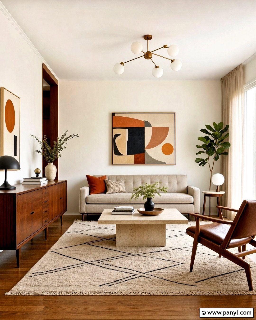 Neutral Midcentury Living Room - 20 neutral interior design ideas